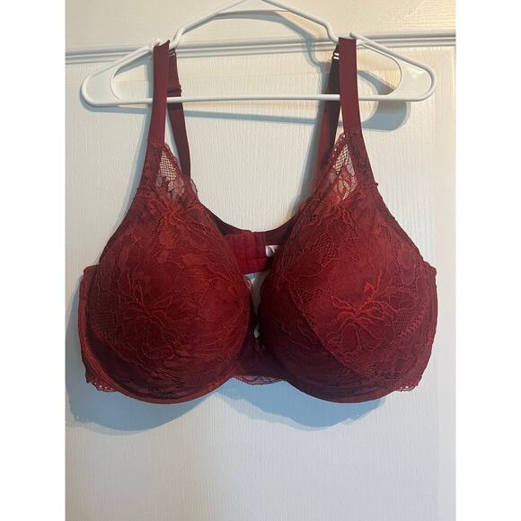 Auden Other - Auden Red Lace Push Up Plunge Coverage Underwire Bra